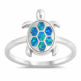 Turtle Ring Lab Created Opal 925 Sterling Silver