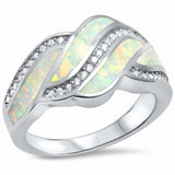 Fashion Ring Created Opal Round Cubic Zirconia 925 Sterling Silver Choose Color