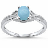 Solitaire Oval Celtic Ring Simulated CZ 925 Sterling Silver