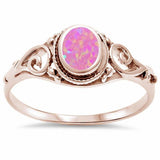 Filigree Oval Simulated Ring 925 Sterling Silver Choose Color