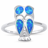 Lucky Owl Ring Created Opal 925 Sterling Silver Choose Color