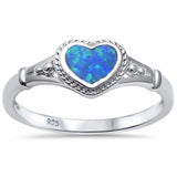 Fashion Heart Promise Ring Created Opal 925 Sterling Silver Choose Color