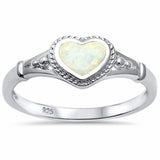 Fashion Heart Promise Ring Created Opal 925 Sterling Silver Choose Color