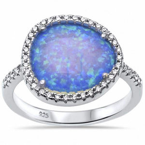 Fashion Hao Design Ring Created Opal Round Cubic Zirconia 925 Sterling Silver Choose Color