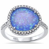 Fashion Hao Design Ring Created Opal Round Cubic Zirconia 925 Sterling Silver Choose Color