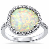 Fashion Hao Design Ring Created Opal Round Cubic Zirconia 925 Sterling Silver Choose Color