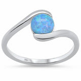 Bypass Wrap Design Round Solitaire Lab Created Opal 925 Sterling Silver Choose Color