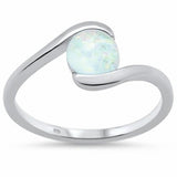 Bypass Wrap Design Round Solitaire Lab Created Opal 925 Sterling Silver Choose Color