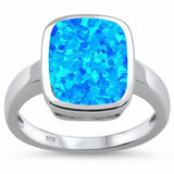 Solitaire Emerald Cut Ring Lab Created Opal Solid 925 Sterling Silver