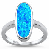 Solitaire Oval Ring Lab Created Opal 925 Sterling Silver (19mm)