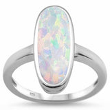 Solitaire Oval Ring Lab Created Opal 925 Sterling Silver (20mm)
