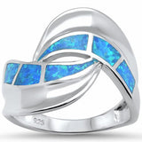 Swirl Wave Ring Created Opal 925 Sterling Silver Choose Color