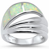 Wave Design Ring Created Opal 925 Sterling Silver Choose Color