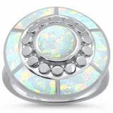 Fashion Antique Style Circle Round Ring Created Opal 925 Sterling Silver