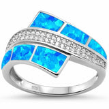 Fashion Ring Lab Created Opal Round Simulated CZ 925 Sterling Silver