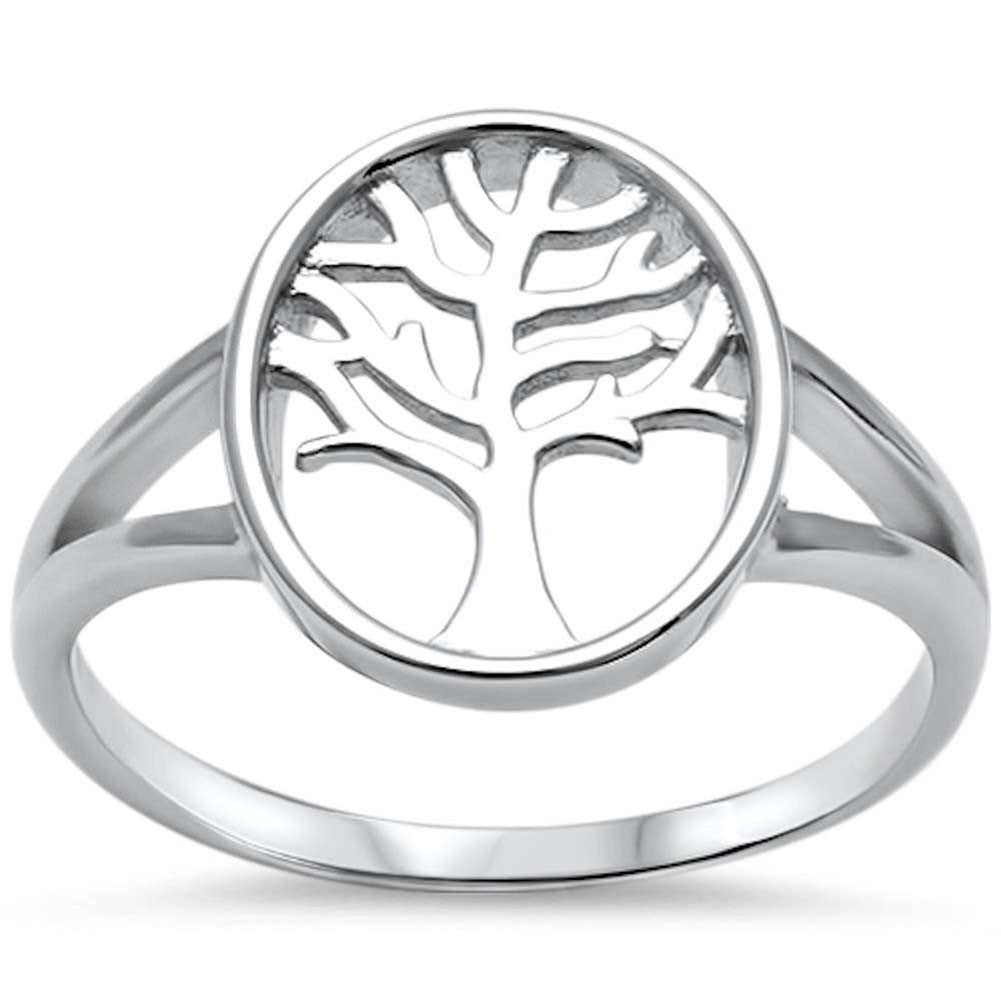 Split Shank Tree of Life Ring Band 925 Sterling Silver Plain