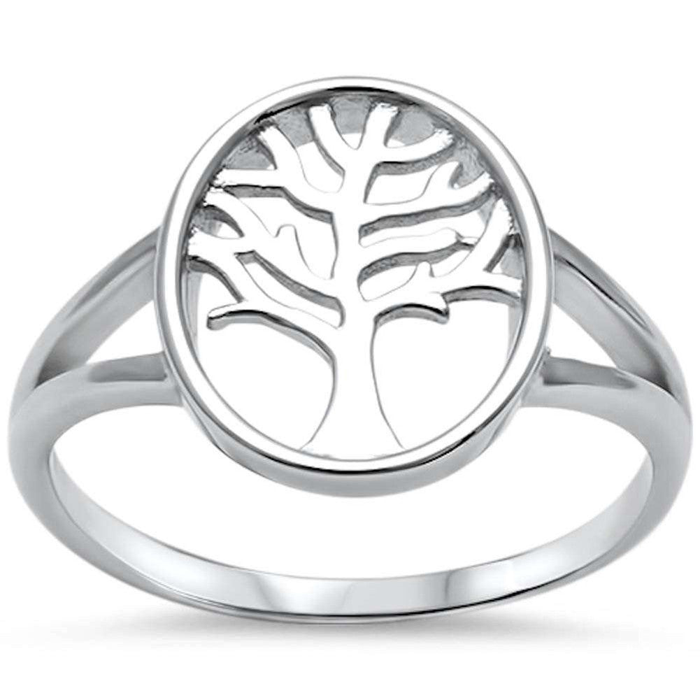 Split Shank Tree of Life Ring Band 925 Sterling Silver Plain Simple - Blue Apple Jewelry