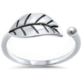 Leaf Band Ring 925 Sterling Silver Leaf Plain Simple