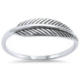 Sideways Feather Band Fashion Trendy Ring 925 Sterling Silver