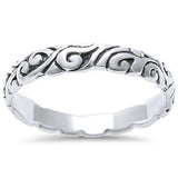 4mm Swirl Filigree Design Band Ring Men Women Unisex 925 Sterling Silver
