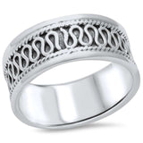 Unisex Men Women Bali Ring Band Braided Design 925 Sterling Silver