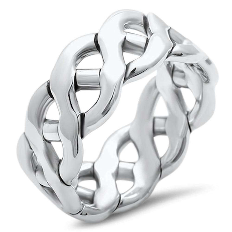 9mm Unisex Men Women Celtic Crisscross Band Ring 925 Sterling Silver - Blue Apple Jewelry
