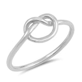 Petite Dainty Love Heart Knot Band Ring 925 Sterling Silver - Blue Apple Jewelry