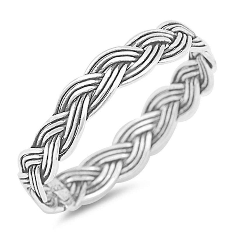 2.5mm Men Women Unisex Braided Band Ring 925 Sterling Silver