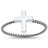 Cross Ring Band Twisted Rope Braided Design Band 925 Sterling Silver
