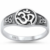 Celtic OM Ring Band 925 Sterling Silver OHM Sign Choose Color
