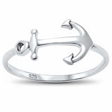 Sideways Anchor Band Ring 925 Sterling Silver Ocean Nautical Jewelry Choose Color