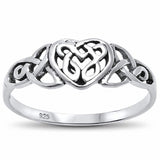 Celtic Heart Band Ring 925 Sterling Silver Choose Color