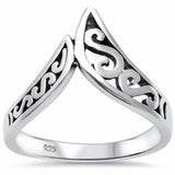 V Chevron Midi Ring Band Filigree Swirl 925 Sterling Silver Choose Color