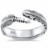 Feather Band Ring Bypass Wrap Style 925 Sterling Silver Choose Color