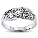 Filigree Band Ring 925 Sterling Silver Heart Simple Plain Choose Color