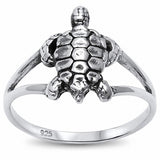 Turtle Ring Band Split Shank 925 Sterling Silver Choose Color