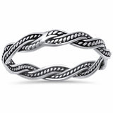 Unisex Braided Band Ring 925 Sterlig Silver Men Women Twisted Choose Color