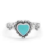 Promise Heart Ring Simulated Turquoise Cubic Zirconia 925 Sterling Silver