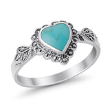 Promise Heart Ring Simulated Turquoise Cubic Zirconia 925 Sterling Silver