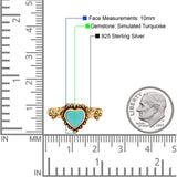 Promise Heart Ring Simulated Turquoise Cubic Zirconia 925 Sterling Silver