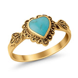 Promise Heart Ring Simulated Turquoise Cubic Zirconia 925 Sterling Silver