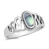 Solitaire Ring Oval Simulated Stone 925 Sterling Silver Choose Color - Blue Apple Jewelry
