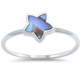 Starfish Ring Petite Dainty Starfish Simulated Rainbow Abalone 925 Sterling Silver