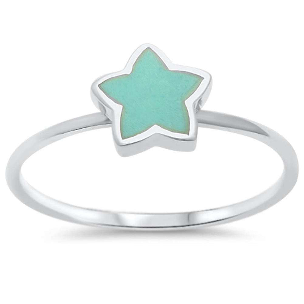 Starfish Ring Petite Dainty Starfish Simulated Rainbow Abalone 925 Sterling Silver - Blue Apple Jewelry