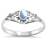 New Design Ring Swirl Oval Simulated Rainbow Abalone 925 Sterling Silver - Blue Apple Jewelry
