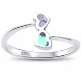 Double Heart Promise Ring Bypass Wrap Design 925 Sterling Silver Choose Color