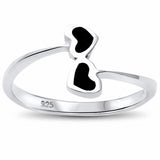 Double Heart Promise Ring Bypass Wrap Design 925 Sterling Silver Choose Color