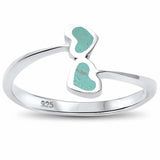 Double Heart Promise Ring Bypass Wrap Design 925 Sterling Silver Choose Color