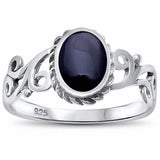 Solitaire Filigree Oval Ring 925 Sterling Silver Choose Color