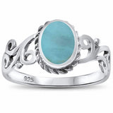 Solitaire Filigree Oval Ring 925 Sterling Silver Choose Color